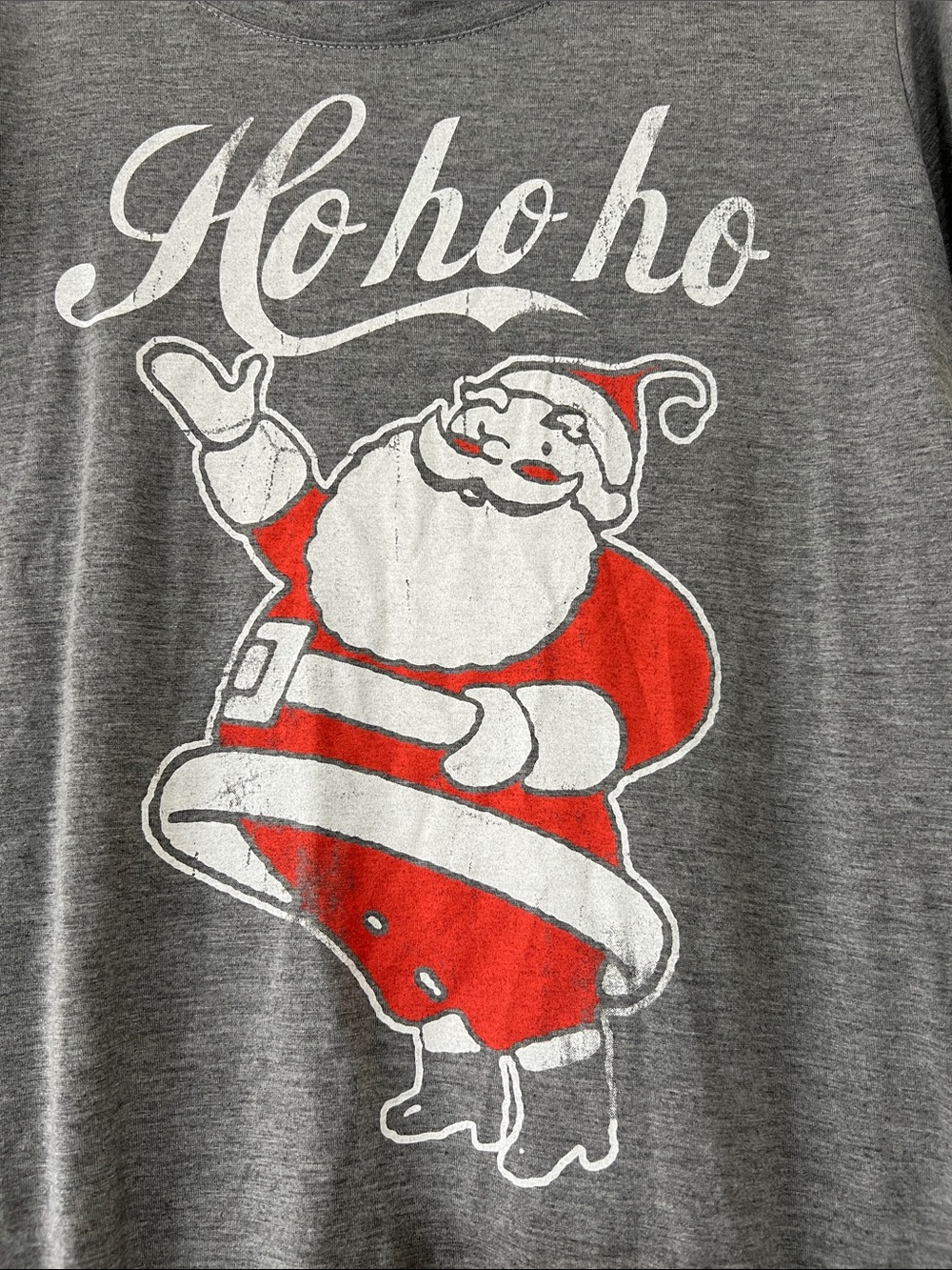 Fifth Sun Gray Tee with Red & White Santa 'Ho ho ho'